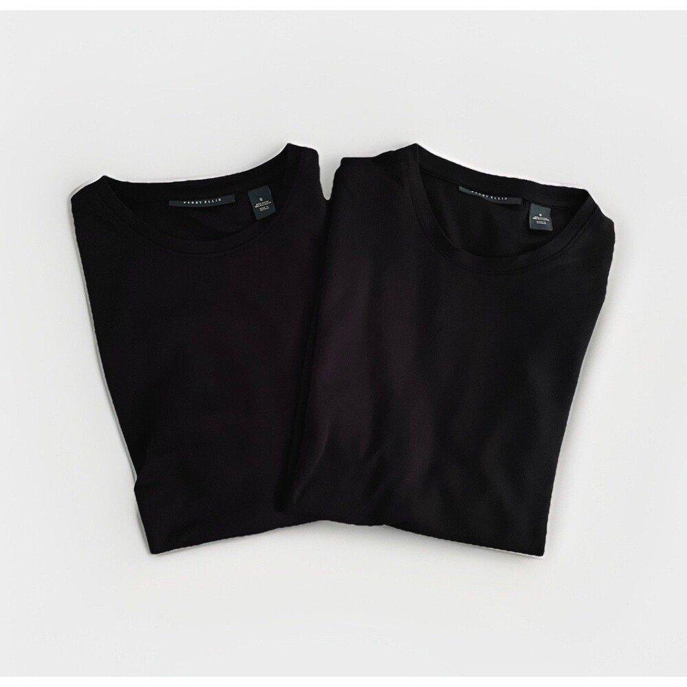 Perry Ellis Men's Black Crew Neck T-Shirt Set of 2 Size Small, Basic Classic